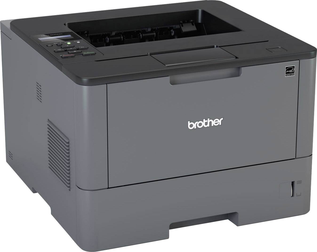Ein grauer Laserdrucker mit dem Markenlogo auf der Vorderseite, geeignet für Büro- und Home-Office-Anwendungen.