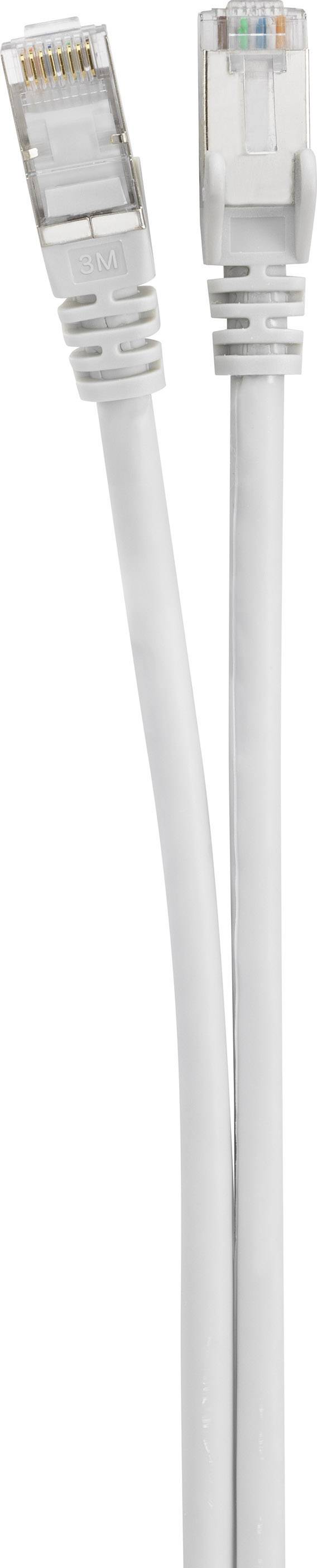 Renkforce RF-4288938 RJ45 Netzwerkkabel, Patchkabel CAT 6a S/FTP 3.00m Grau Flammwidrig, Duplex, mit Rastnasenschutz 1St.