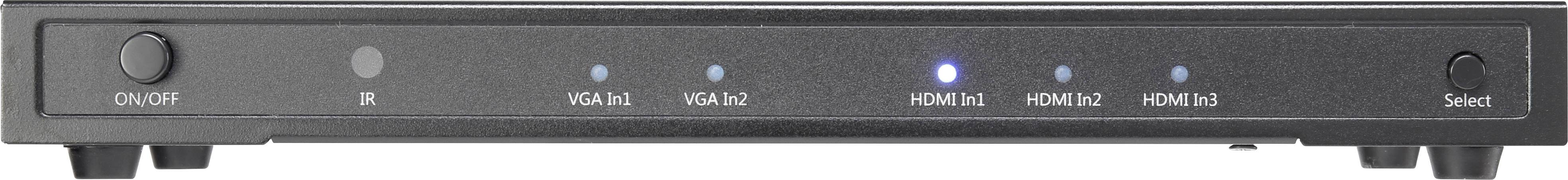 SpeaKa Professional 5 Port HDMI/VGA-Switch mit Fernbedienung, Ultra HD-fähig 3840 x 2160 Pixel