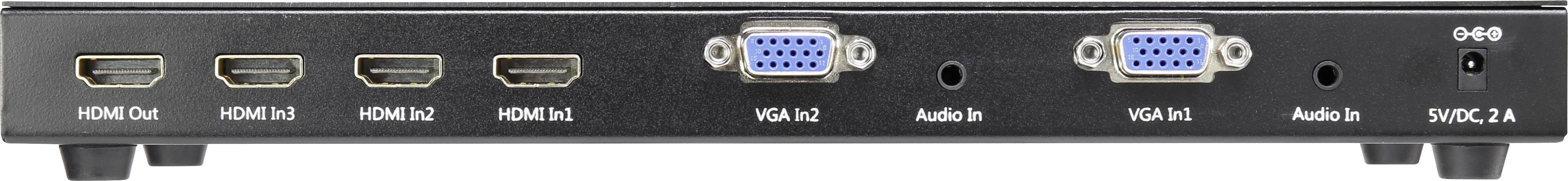 SpeaKa Professional 5 Port HDMI/VGA-Switch mit Fernbedienung, Ultra HD-fähig 3840 x 2160 Pixel