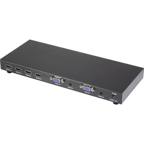 SpeaKa Professional 5 Port HDMI/VGA-Switch mit Fernbedienung, Ultra HD-fähig 3840 x 2160 Pixel