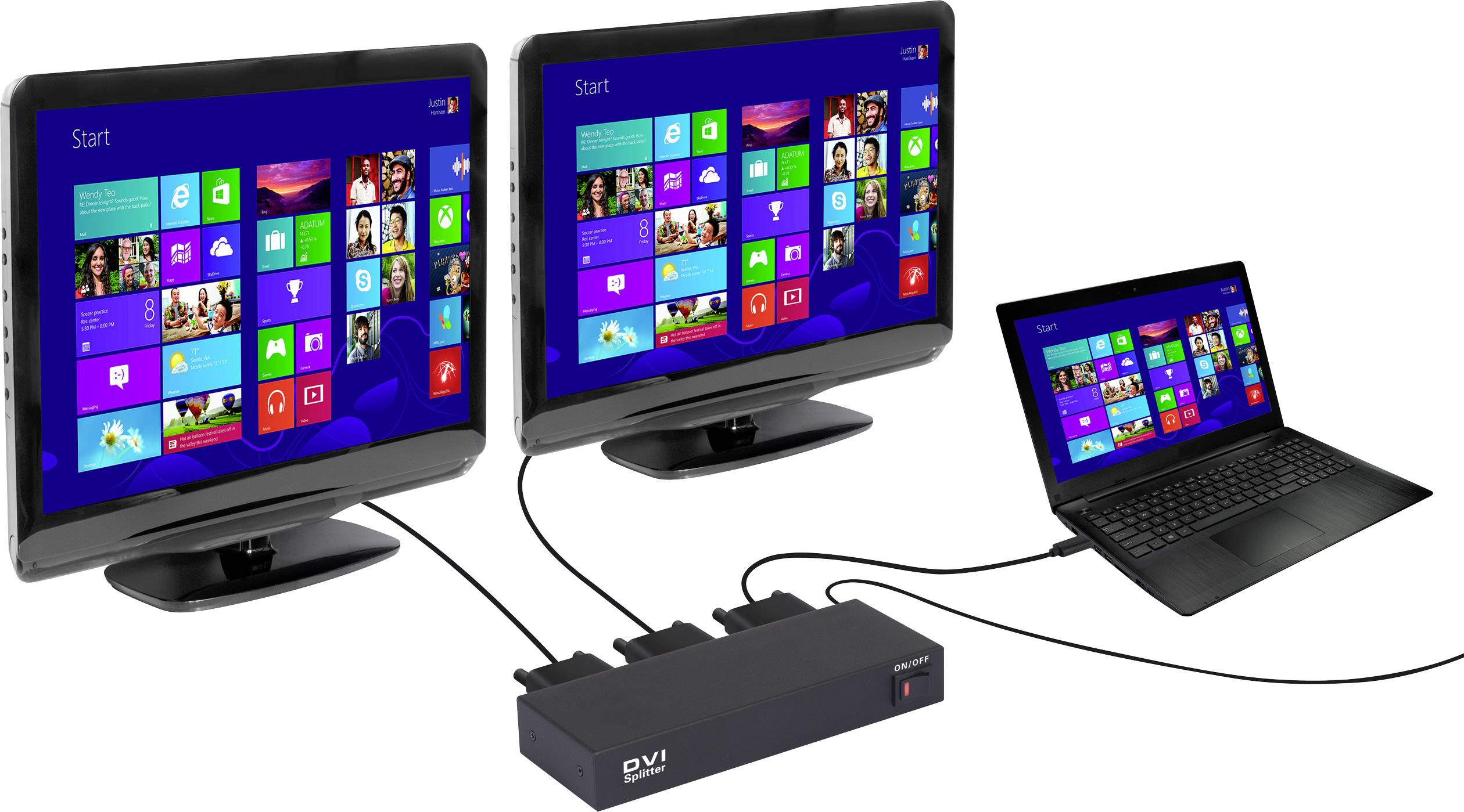 Renkforce 2 Port DVI-Splitter Ultra HD-fähig 3840 x 2160 Pixel Schwarz