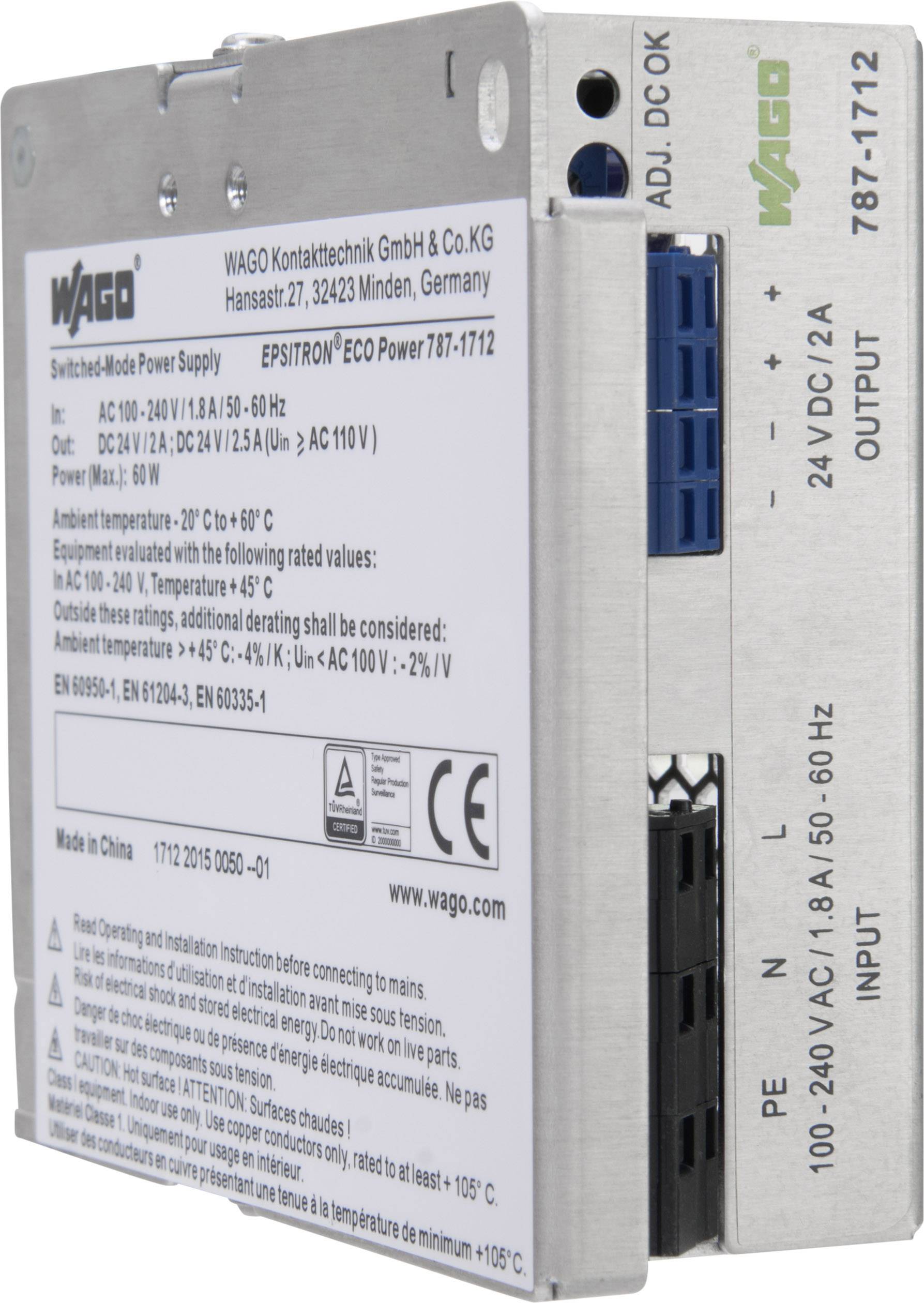 WAGO 787-1712 Hutschienen-Netzteil (DIN-Rail) 24V 2.5A 60W Anzahl Ausgänge:1 x Inhalt 1St.
