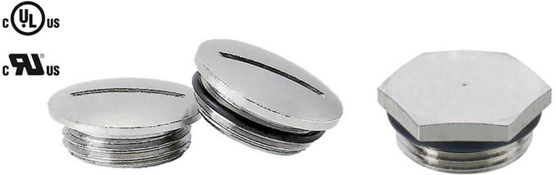 Zwei zylindrische Metallverschlüsse mit Schlitz, ein sechseckiger Metallverschluss; alle tragen UL- und RU-Kennzeichnungen.
