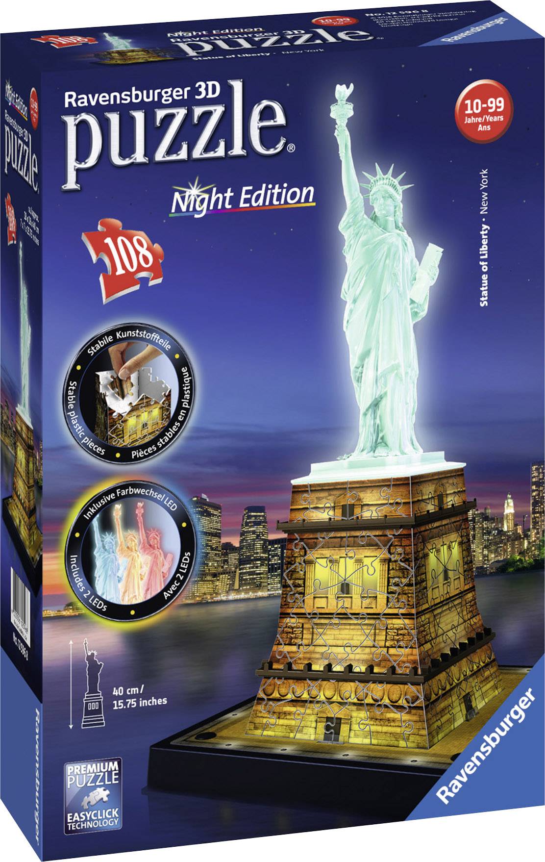 Ravensburger 3D Puzzle Freiheitsstatue bei Nacht 12596 Freiheitsstatue bei Nacht 1St.