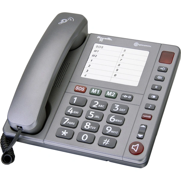 Amplicomms PowerTel 90 Schnurgebundenes Seniorentelefon  Freisprechen  Grau Amplicomms PowerTel 90 Schnurgebundenes Seniorentelefon  Freisprechen  Grau