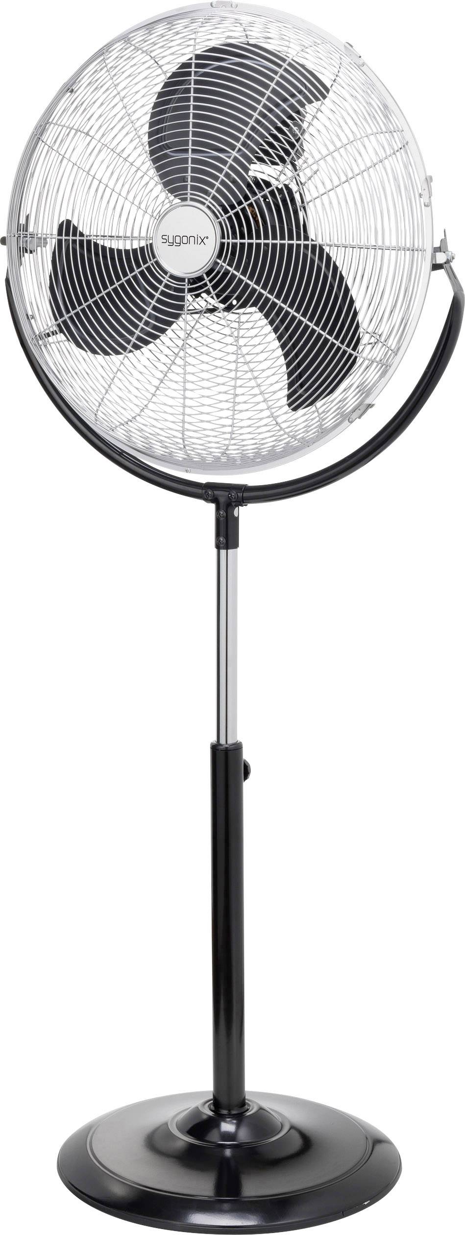 Sygonix FES-45A Standventilator 140W (B x H) 54cm x 130cm Schwarz, Silber Höhenverstellbar, Überhitzungsschutz, Schwenkbar