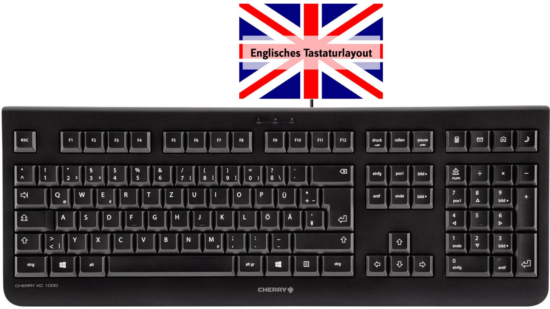 Cherry USB-Tastatur KC 1000 Schwarz Englisch, QWERTY | digitalo