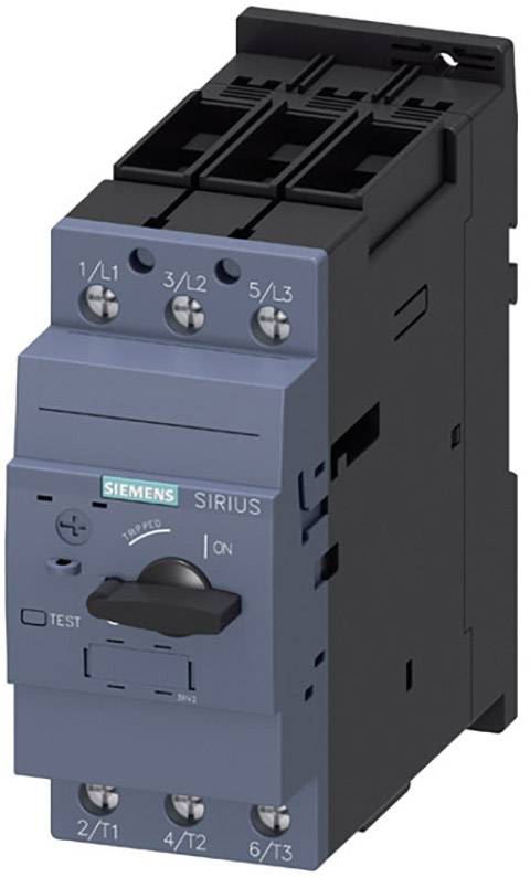 Ein elektrischer Leistungsschalter der Marke Siemens Sirius, typischerweise verwendet zur Kontrolle und Absicherung von Stromkreisen.