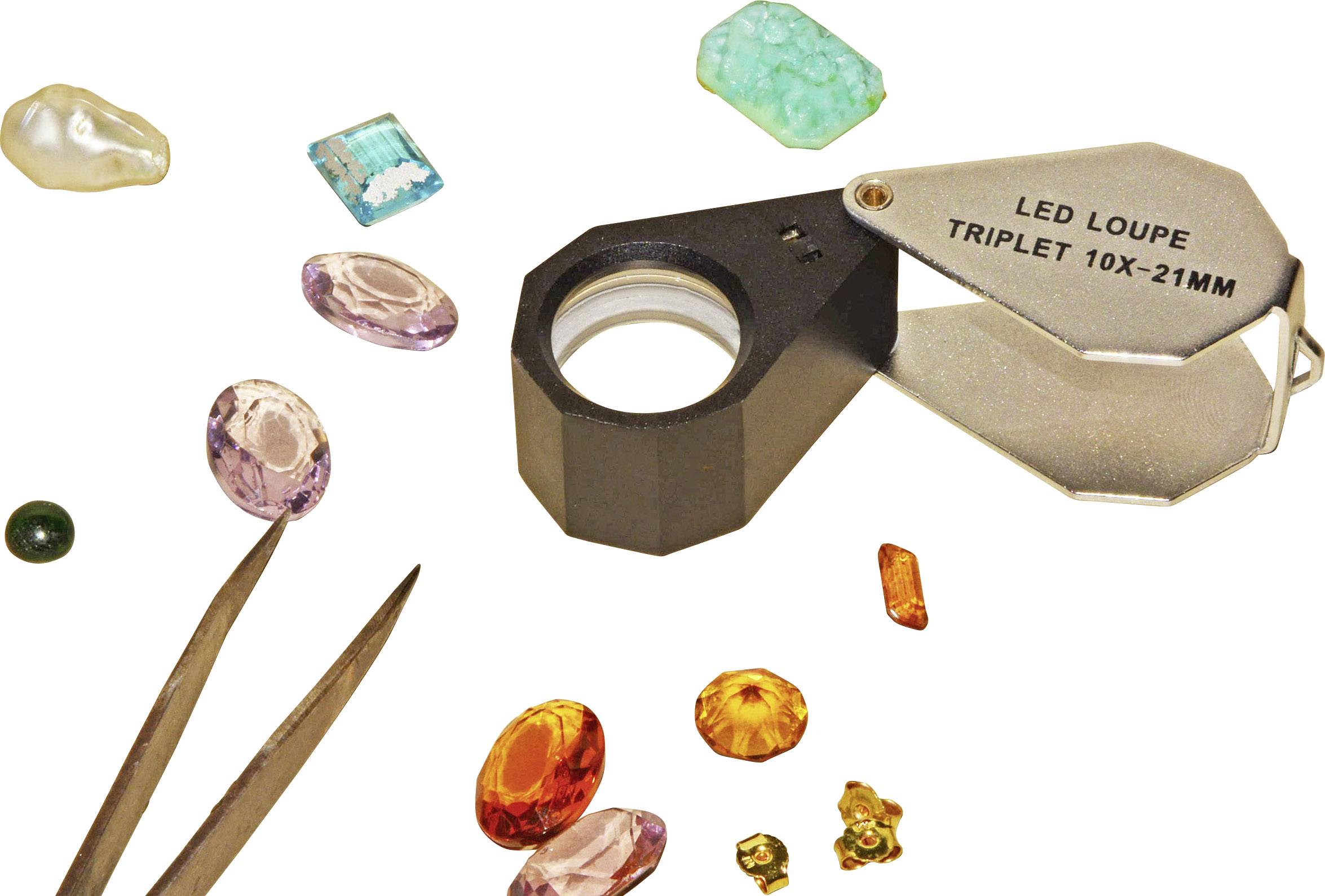 RONA 450777 Steinlupe mit LED-Beleuchtung Vergrößerungsfaktor: 10 x Linsengröße: (Ø) 21mm