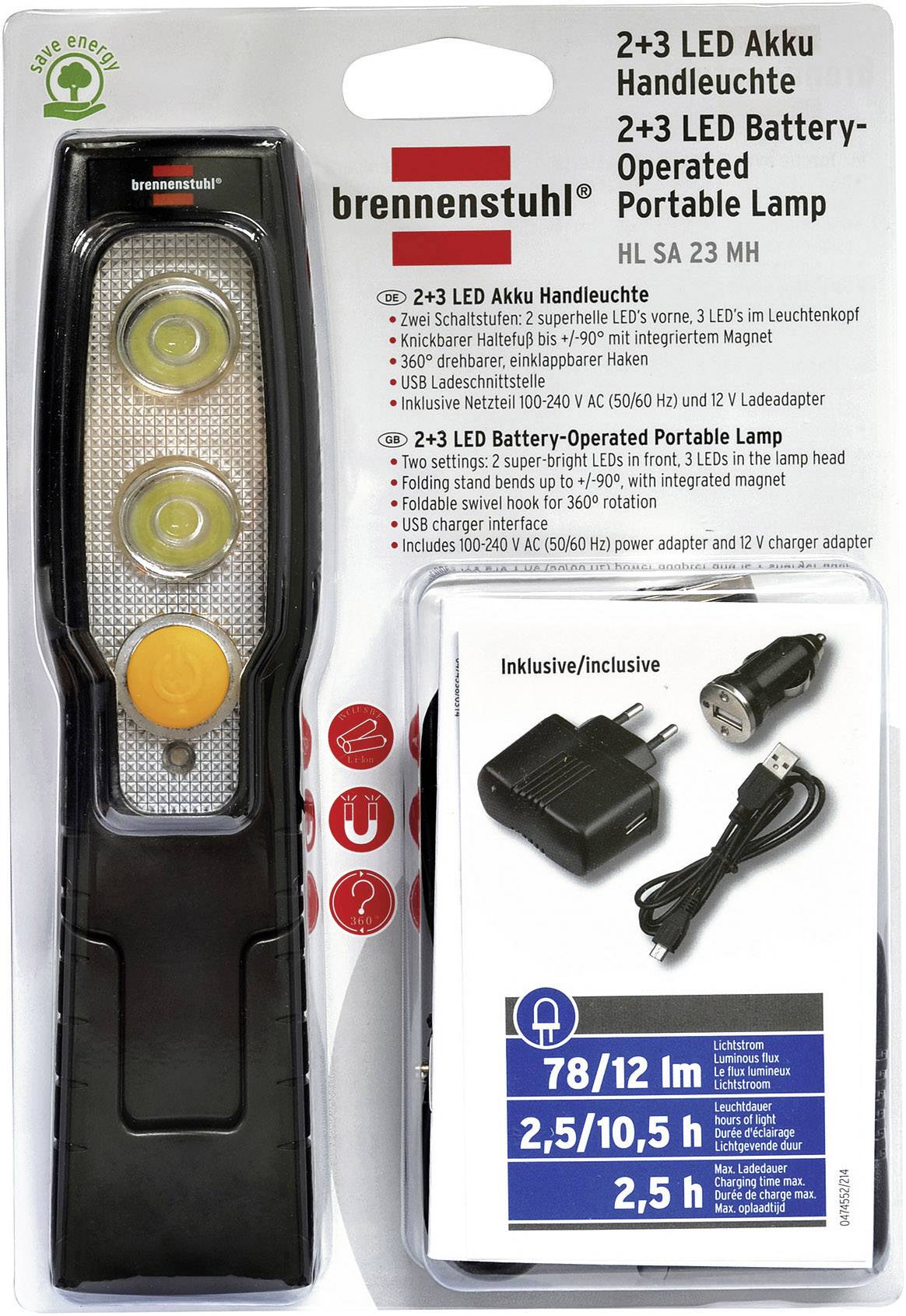 Brennenstuhl LED Arbeitsleuchte HL SA 23 MH 78lm 1175430