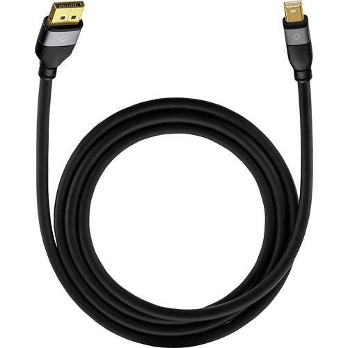Oehlbach Mini-DisplayPort / DisplayPort Adapterkabel Mini DisplayPort Stecker, DisplayPort Stecker 1.00m Schwarz 9250 vergoldete