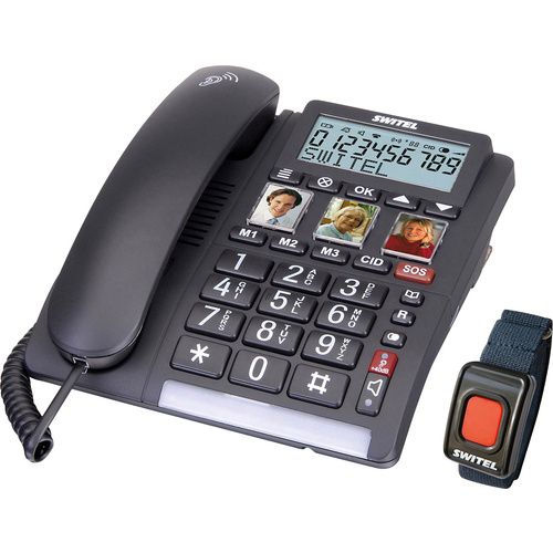 Switel TF 560 Schnurgebundenes Seniorentelefon Freisprechen, Optische Anrufsignalisierung, inkl. No