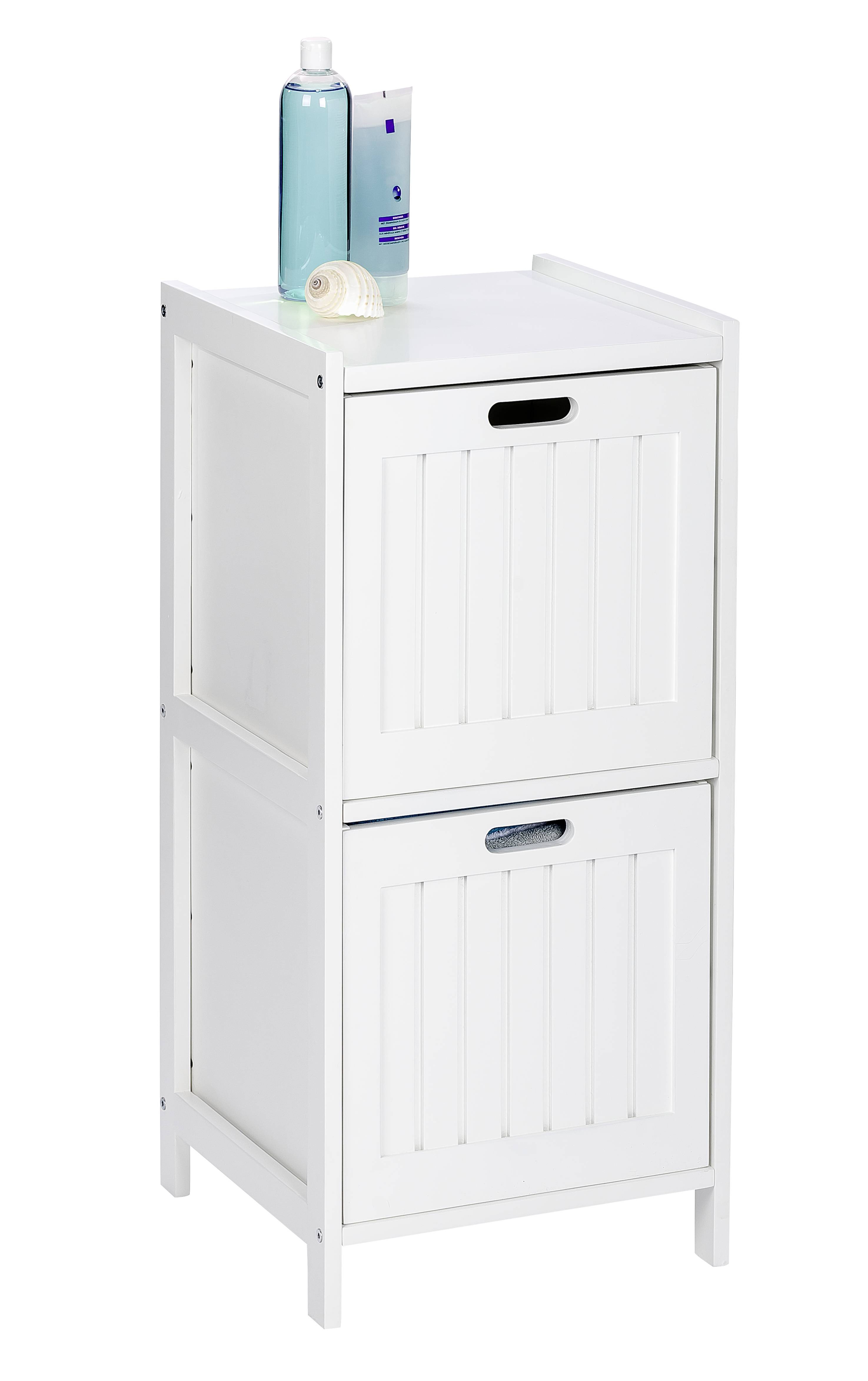 Wenko Regal Oslo 2 Schubladen, Badregal, massives Echtholz 21858100