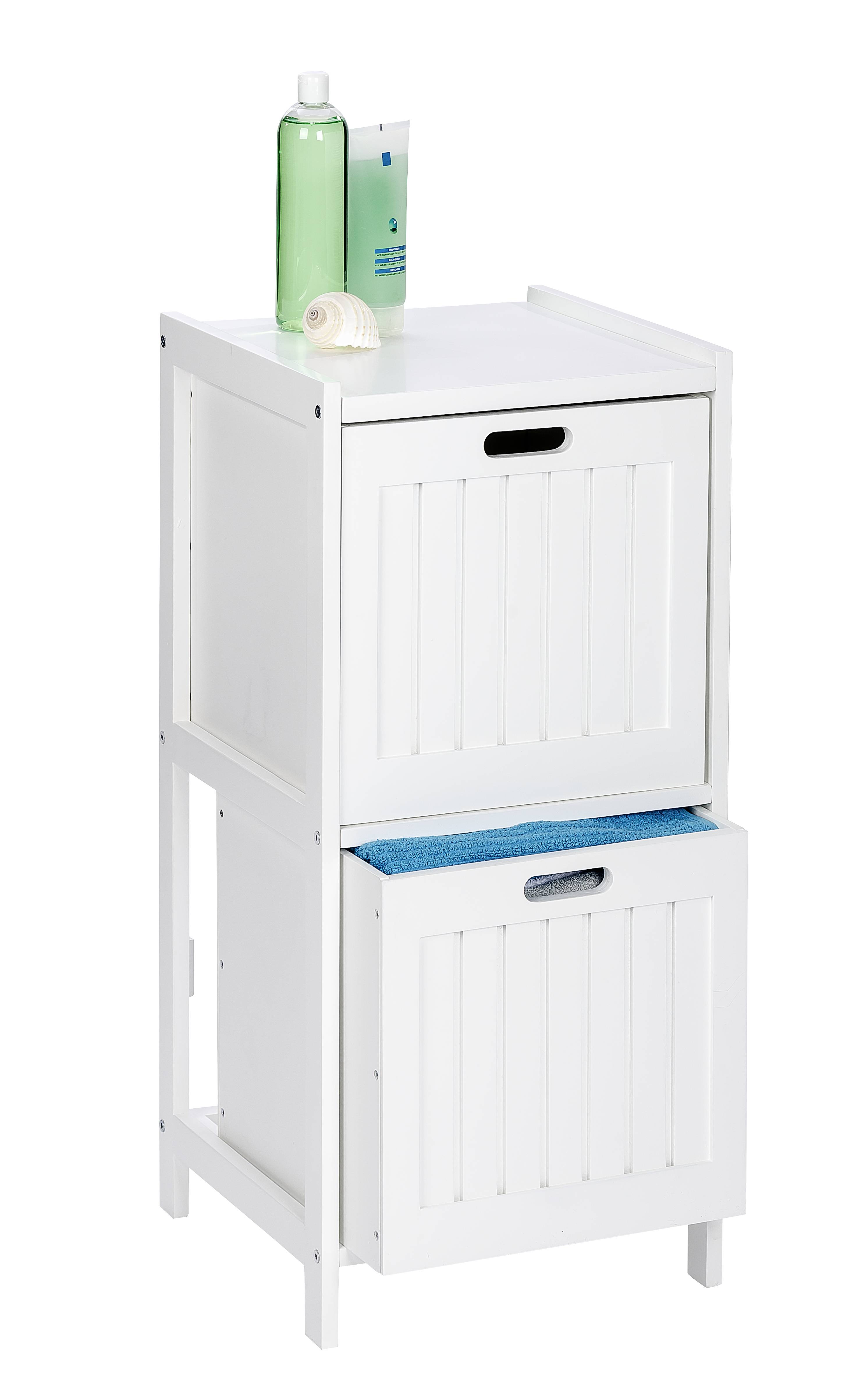 Wenko Regal Oslo 2 Schubladen, Badregal, massives Echtholz 21858100