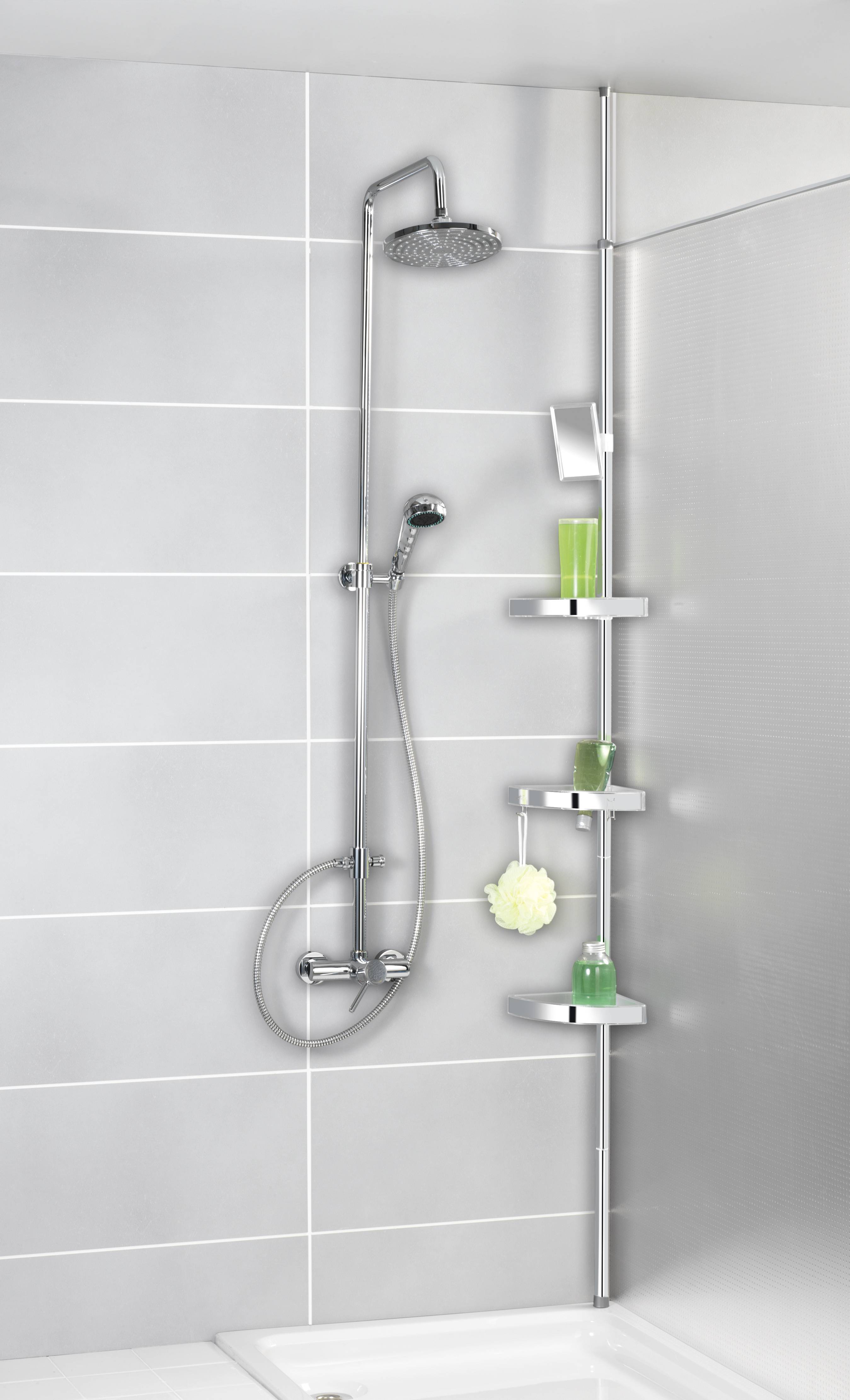 Wenko 22124100 Premium Duschecke Aluminium, Polystyrol Chrom (glänzend) rostfrei, ausziehbar 1 St.