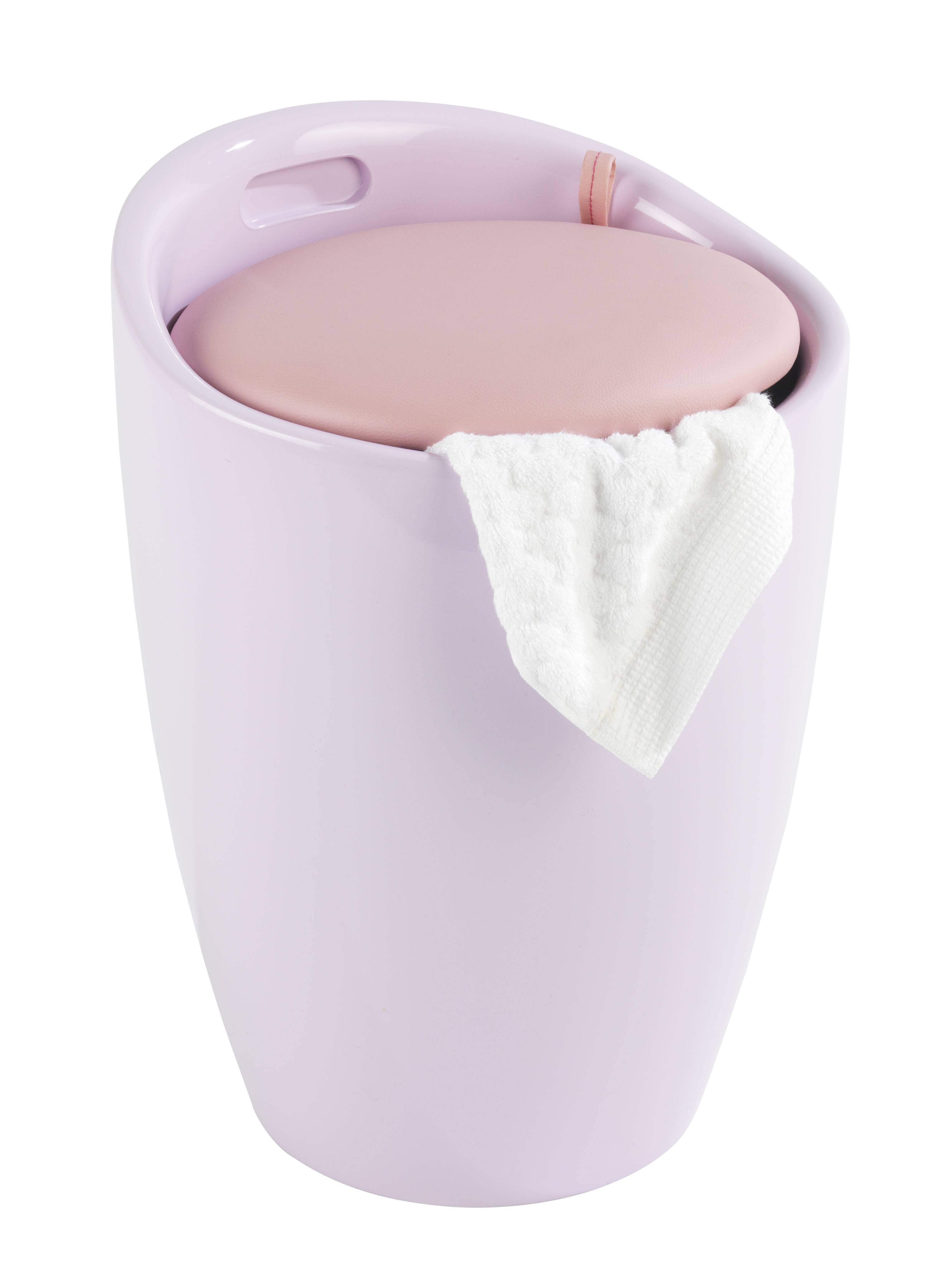Wenko Hocker Candy Rosa, Badhocker, mit abnehmbarem Wäschesack