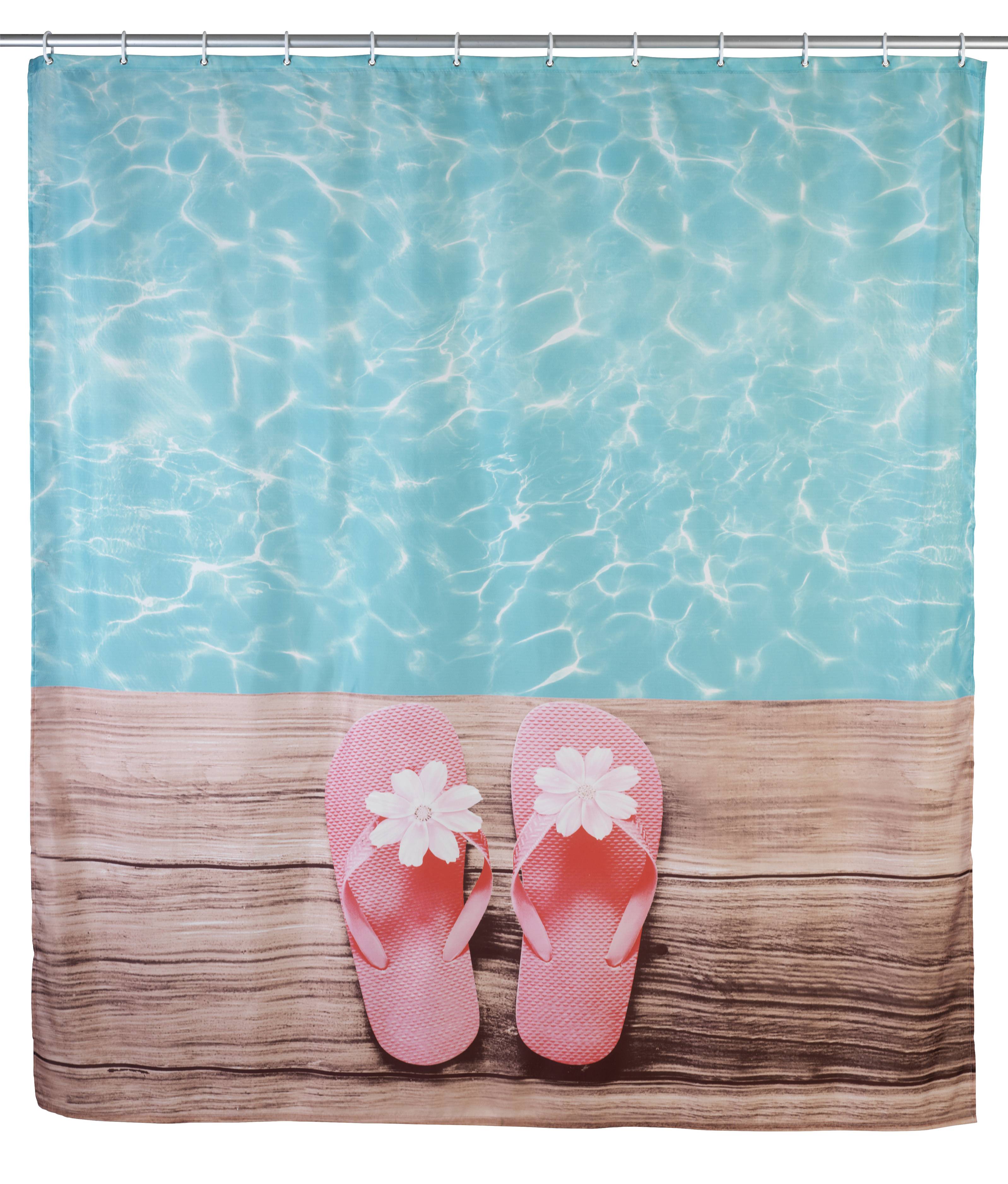 Wenko Duschvorhang (B x H) 200cm x 180cm Polyester Mehrfarbig waschbar, rostfrei