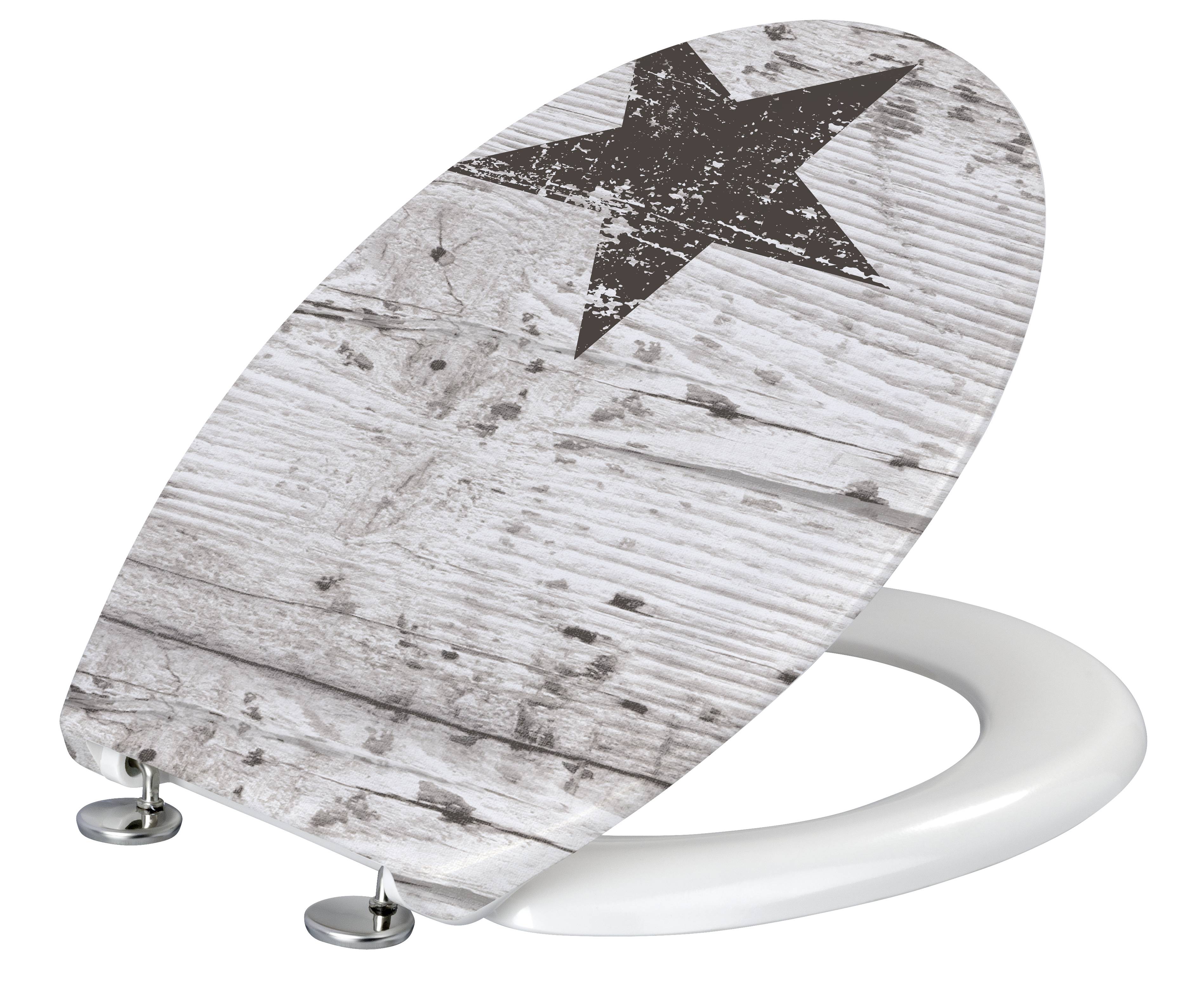 Wenko 22272100 Star WC-Sitz Duroplast, Edelstahl rostfrei