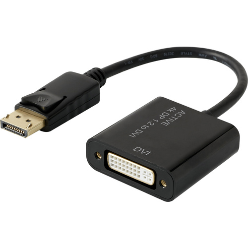 Renkforce RF-4299048 DisplayPort / DVI Adapter [1x DisplayPort Stecker - 1x DVI-Buchse 24+5pol.] Schwarz vergoldete Steckkontakte