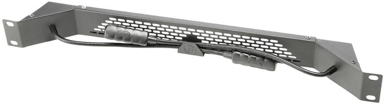 Ein graues Metallventilationsgitter mit Kabeln und Befestigungslöchern, zur Belüftung in elektronischen Geräten.