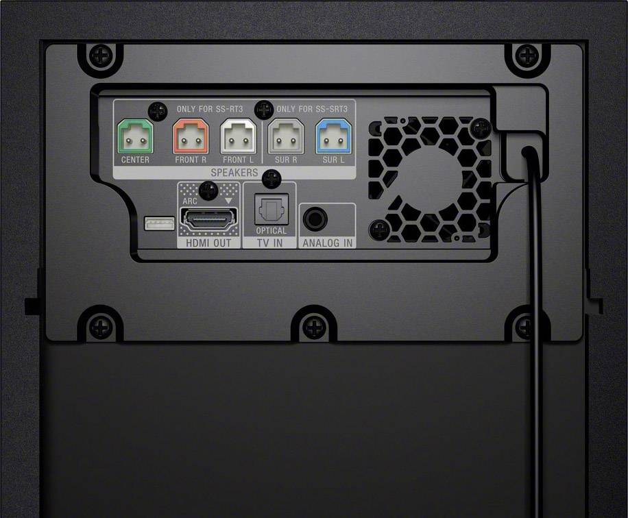 Sony HT-RT3 Soundbar Schwarz Bluetooth®, USB, NFC, inkl. kabelgebundenem Subwoofer, Wandbefestigung