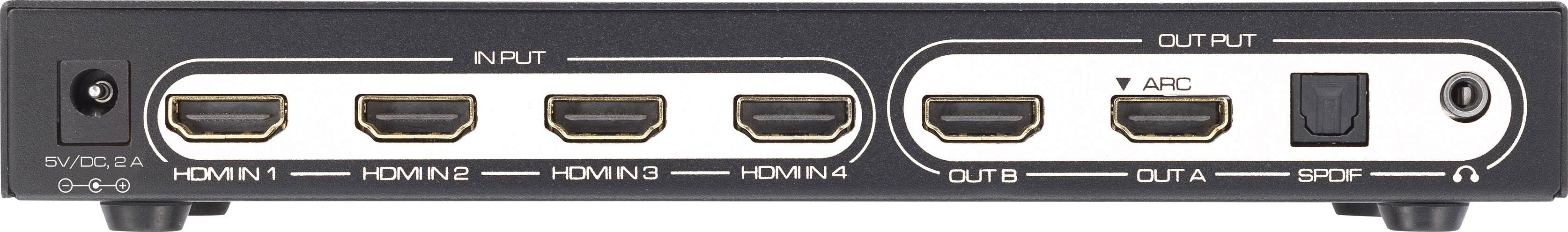 SpeaKa Professional 6 Port HDMI-Matrix-Switch mit Picture in Picture-Funktion, mit Fernbedienung UHD 4K @ 60Hz