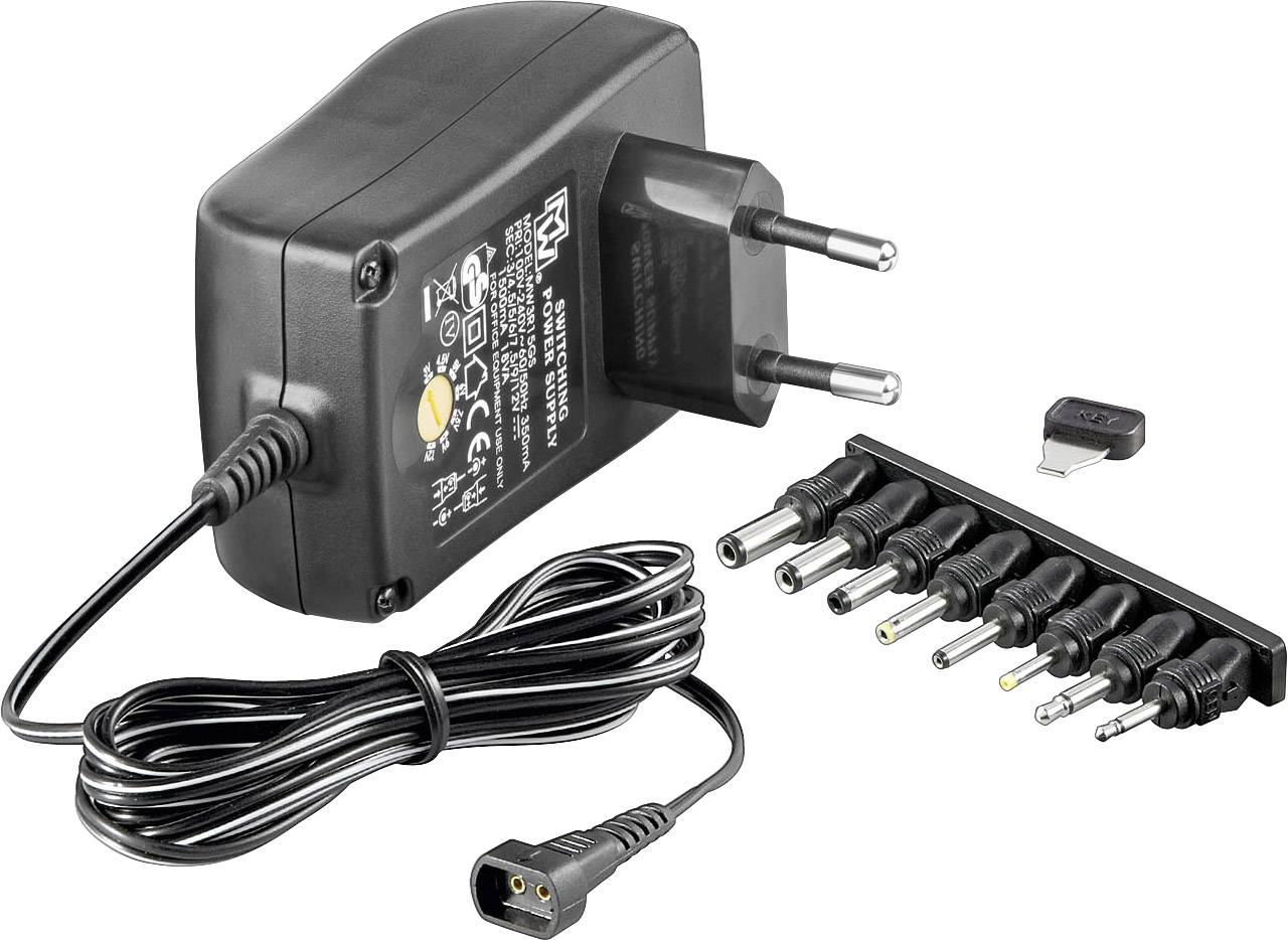 Goobay 53998 Steckernetzteil, einstellbar 3 V/DC, 4.5 V/DC, 5 V/DC 