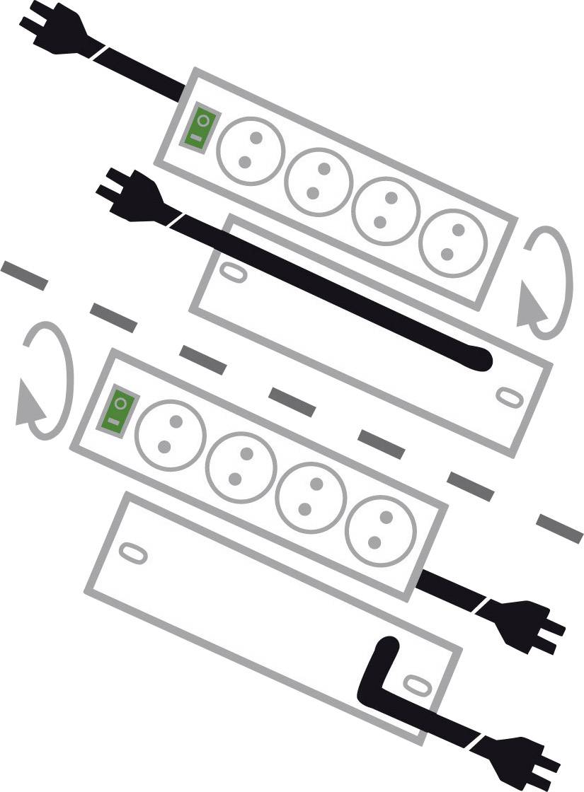 Stromverlängerungskabel mit rotierenden Steckdosen und Ein-/Ausschalter, zeigt flexible Ausrichtung und einfache Anpassung.