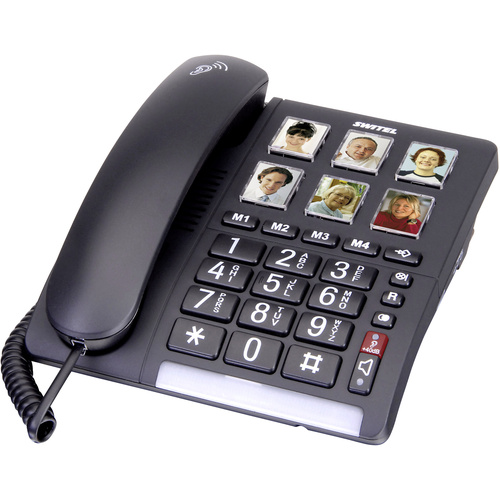 Switel TF 540 Schnurgebundenes Seniorentelefon  Foto-Tasten, Optische Anrufsignalisierung, Freisprechen kein Display Schwarz