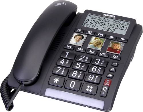 Switel TF 550 Schnurgebundenes Seniorentelefon Freisprechen, Optische Anrufsignalisierung Beleuchtet