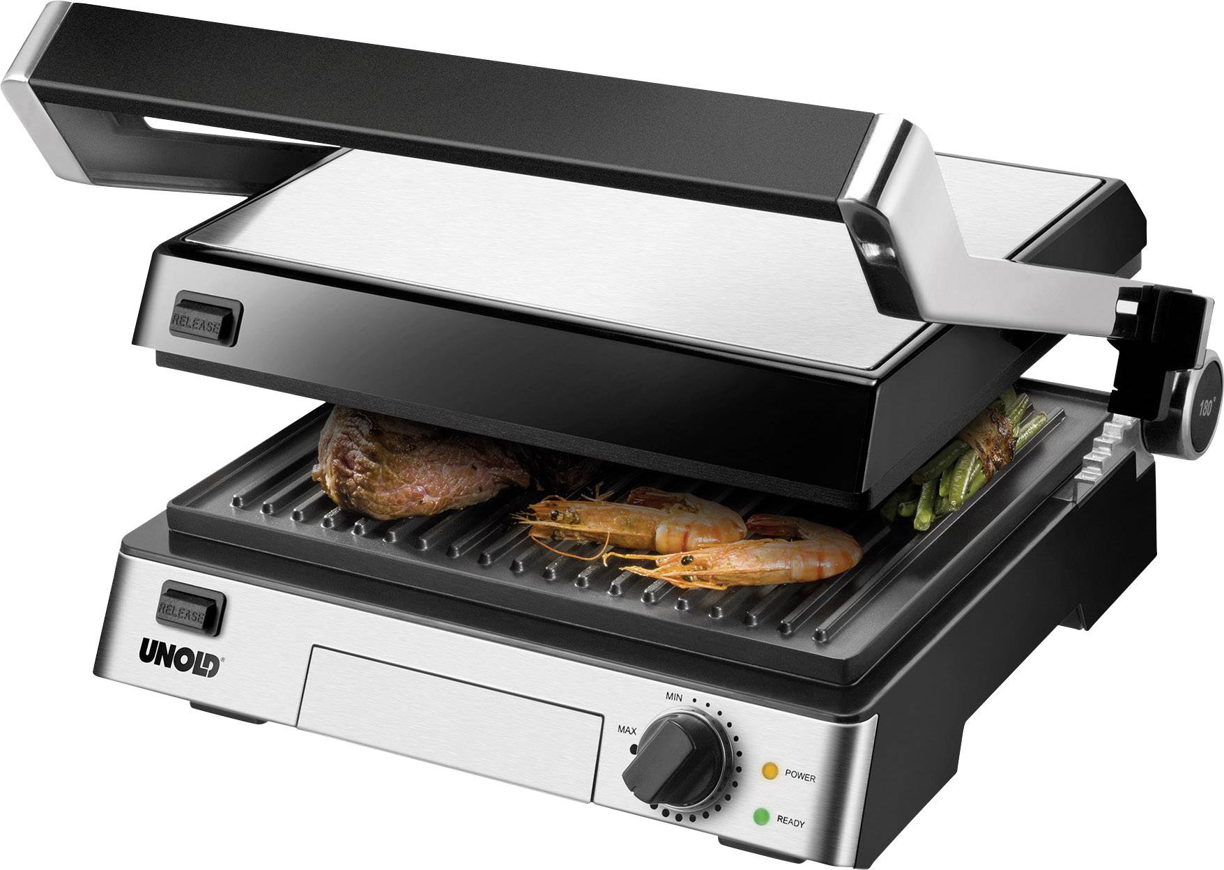 Unold Contact-Grill Steak Tisch Kontaktgrill Schwarz, Edelstahl