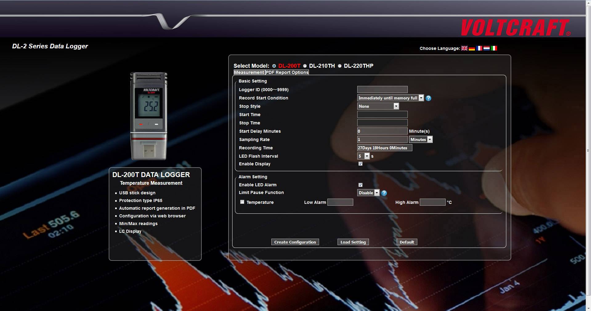VOLTCRAFT DL-210TH Temperatur-Datenlogger, Luftfeuchte-Datenlogger Messgröße Temperatur, Luftfeuchtigkeit -30 bis +60°C 0 bis