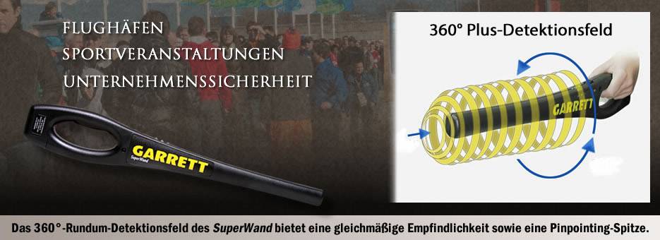 Ein Handmetalldetektor mit gelb-schwarzem 360°-Detektionsfeld, geeignet für Flughäfen, Sportveranstaltungen und Unternehmenssicherheit.