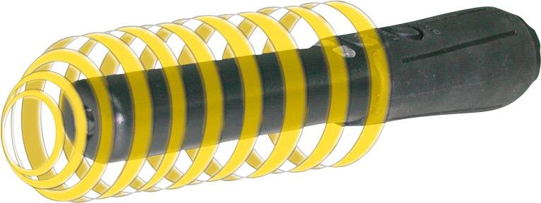 Ein schwarzer Stab mit gelben Spiralen, die ihn umgeben.