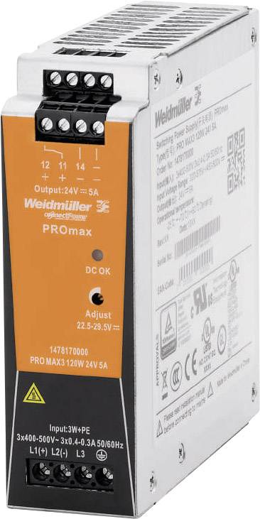 Weidmüller 1478170000 Hutschienen-Netzteil (DIN-Rail) 12 V/DC 5A 120W Inhalt 1St.