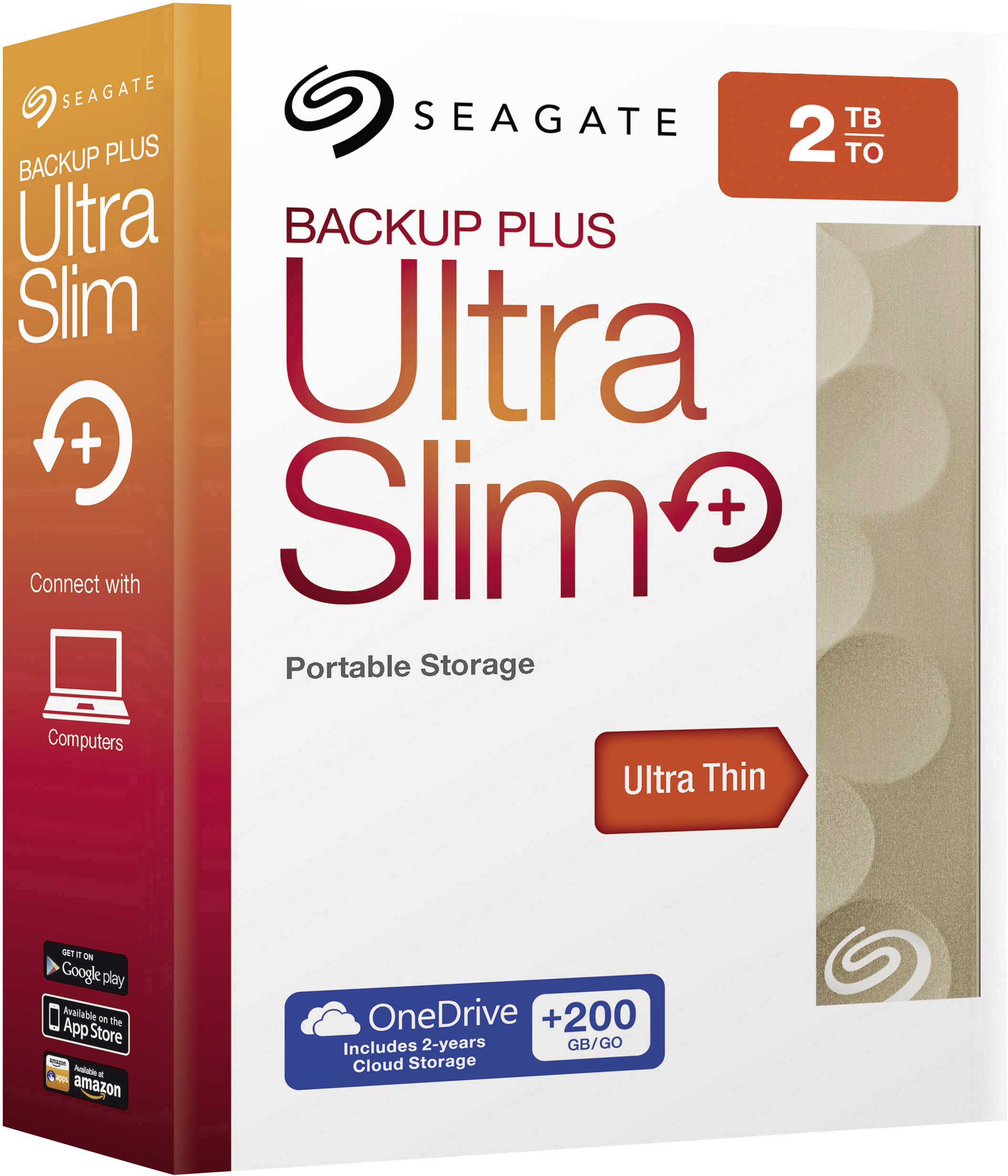 Seagate Backup Plus Ultra Slim Externe Festplatte 6.35cm (2.5 Zoll) 2TB Gold USB 3.0
