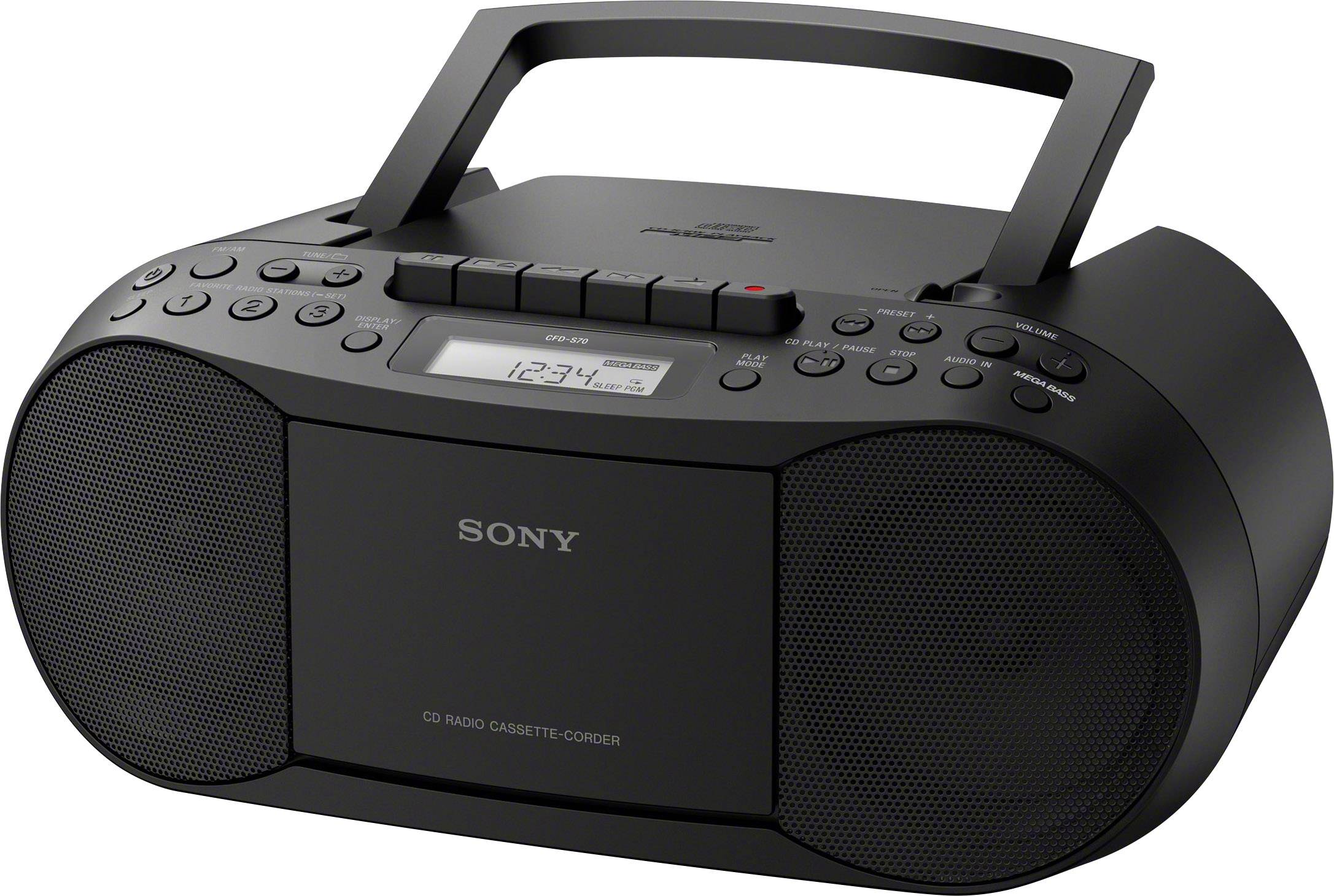 Sony CD-Radio CFD-S70B AUX, CD, Kassette Aufnahmefunktion Schwarz