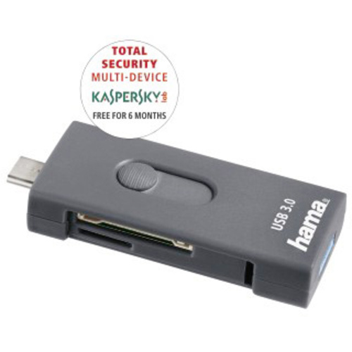 Hama 124145 Externer Speicherkartenleser USB 3.2 Gen 1 (USB 3.0), USB-C™ Grau