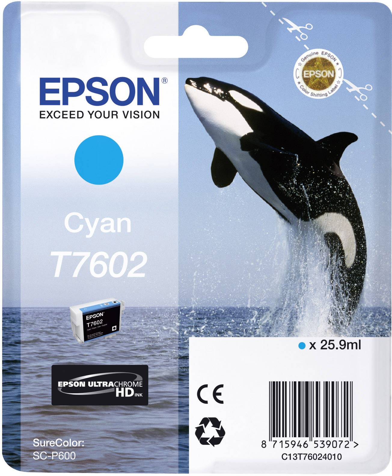 Epson Druckerpatrone T7602 Original Cyan C13T76024010
