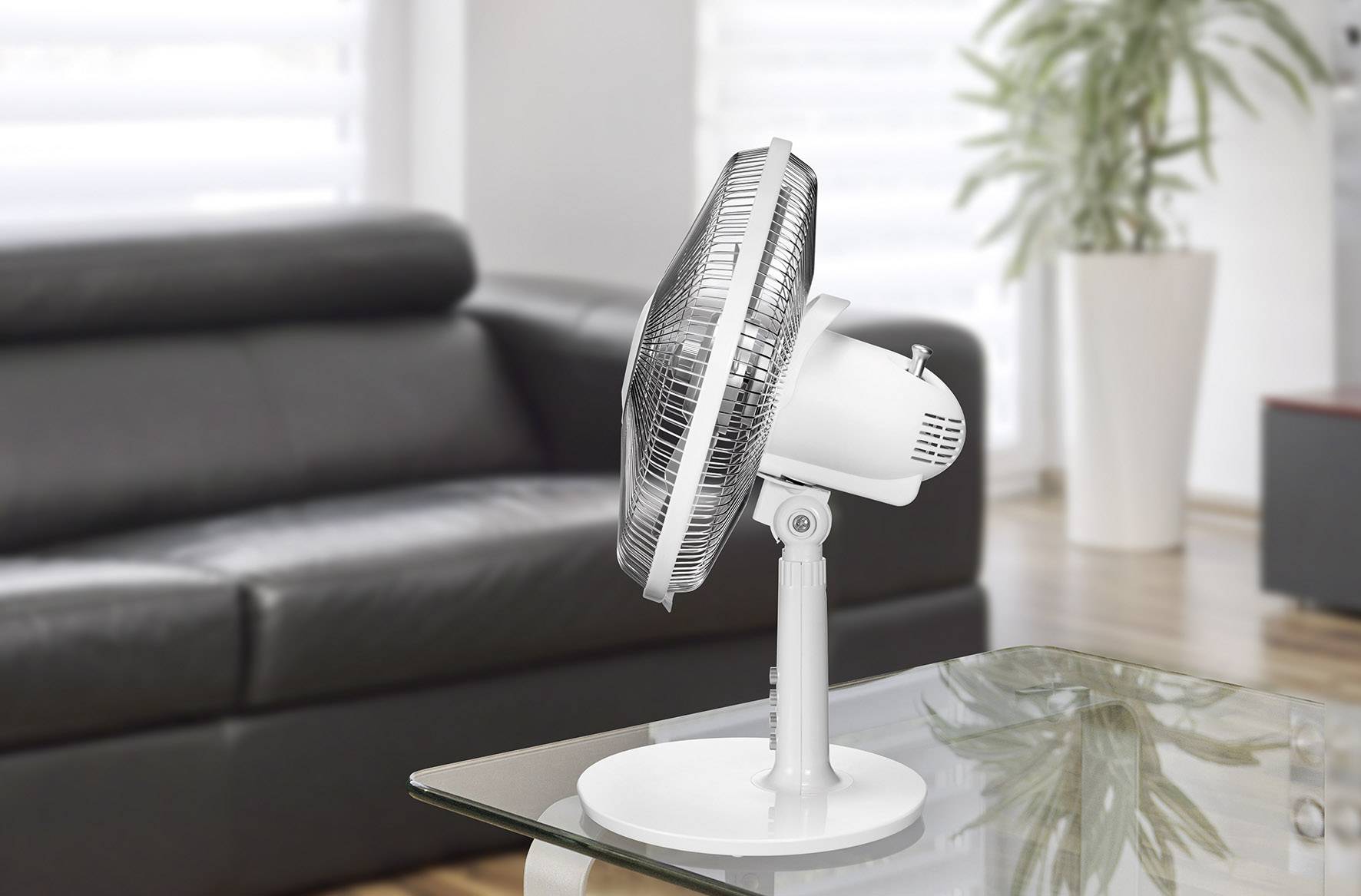 Unold Silverline Tischventilator 25 W (Ø x H) 27.30 cm x 40.45 cm Weiß Schwenkbar, Oszillierend