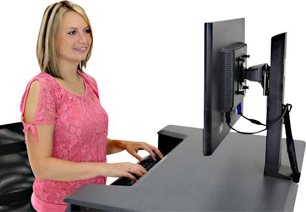 Ergotron WorkFit-T Sitz-Steh-Schreibtischaufsatz Höhen-Bereich: 38 cm (max) Schwarz