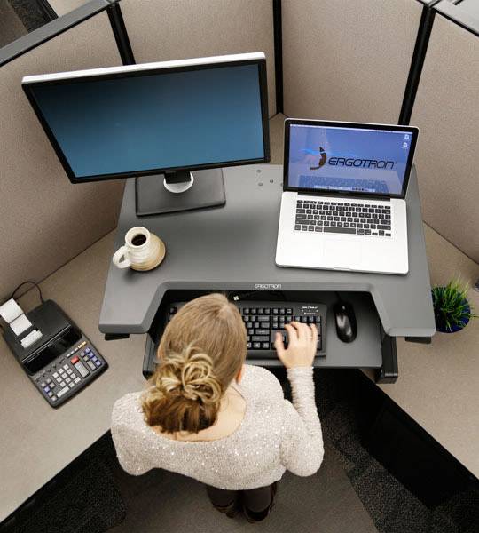 Ergotron WorkFit-TL Sitz-Steh-Schreibtischaufsatz Höhen-Bereich: 38 cm (max) Schwarz