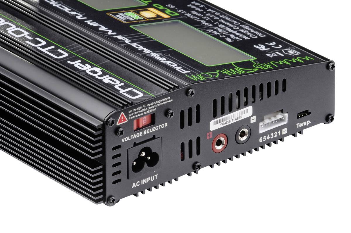 Absima CTC-Duo Touch Modellbau-Ladegerät 110 V, 230V 10A Blei, LiFePO, LiIon, LiPo, NiCd, NiMH