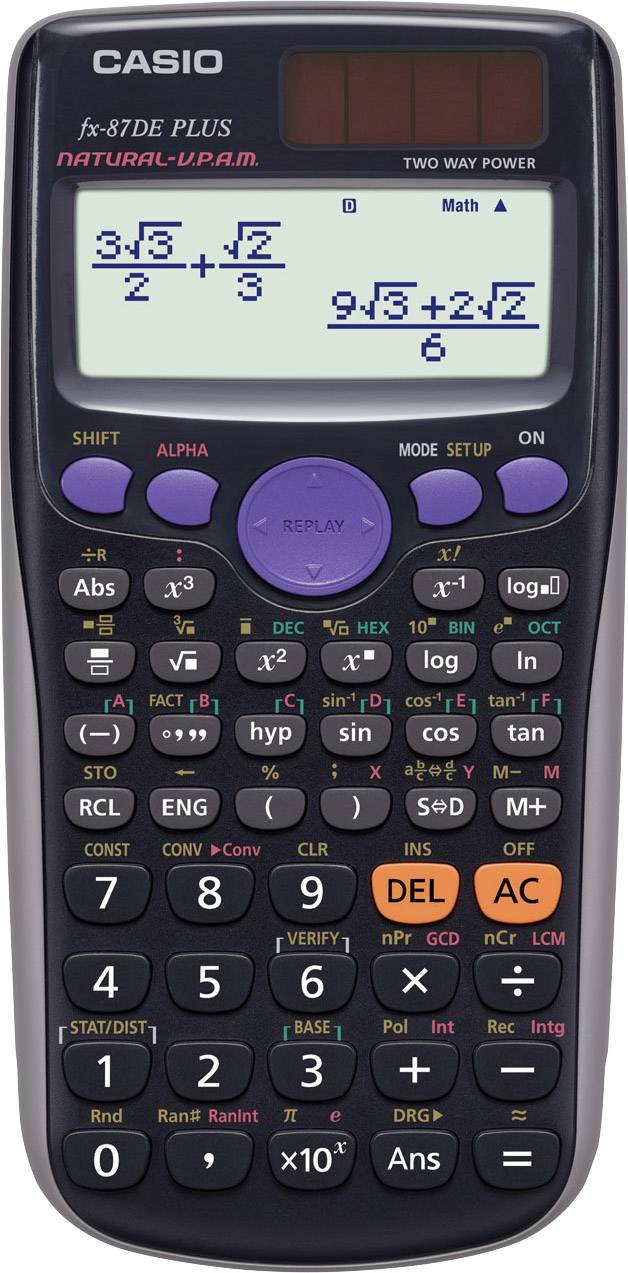 Casio fx-87DE PLUS Schulrechner Schwarz Display (Stellen): 12solarbetrieben, batteriebetrieben (B x H x T) 80 x 11 x 161mm