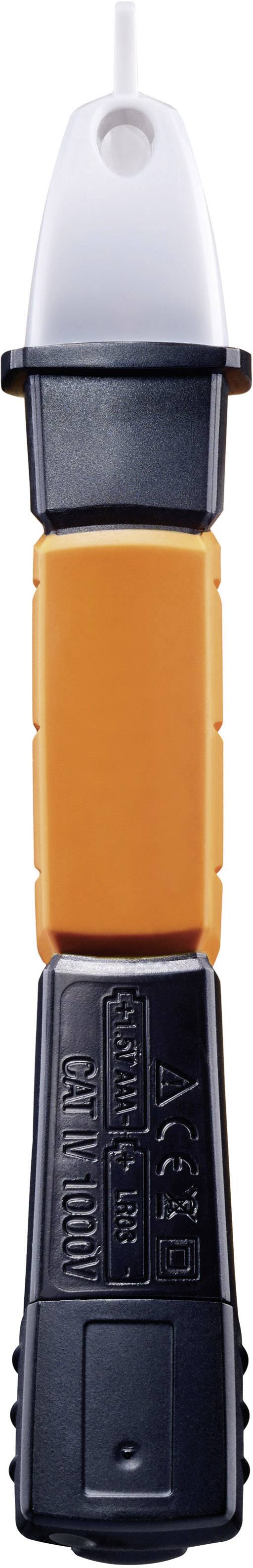 Ein langer, rechteckiger, orange und schwarz gehaltener Handgriff mit einer weißen Spitze, möglicherweise ein Werkzeug oder Gerät.