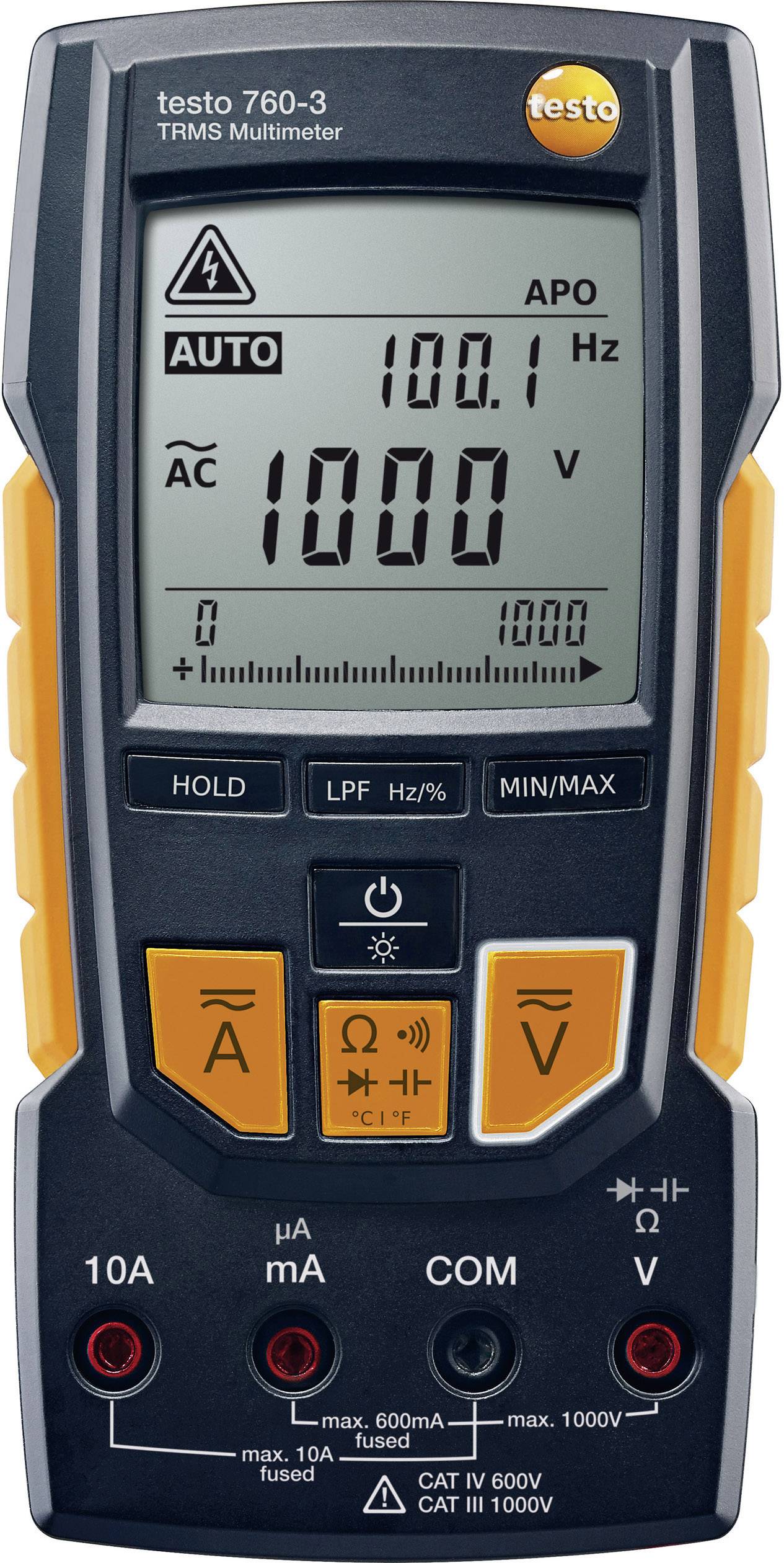 Testo 760-3 Hand-Multimeter digital CAT III 1000 V, CAT IV 600 V Anzeige (Counts): 6000