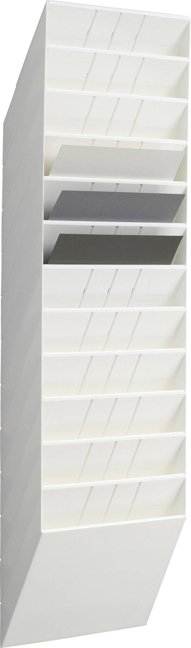 Durable FLEXIBOXX Prospektspender für 12 x DIN A4 quer, weiß, 348 x 1045 x 95 mm, 1709781010