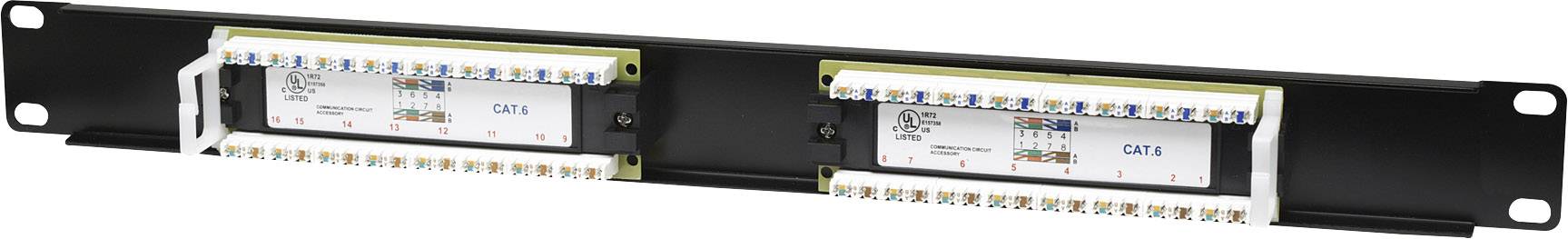 Intellinet 519526 16 Port Netzwerk-Patchpanel 483 mm (19") CAT 6 1 HE Bestückt