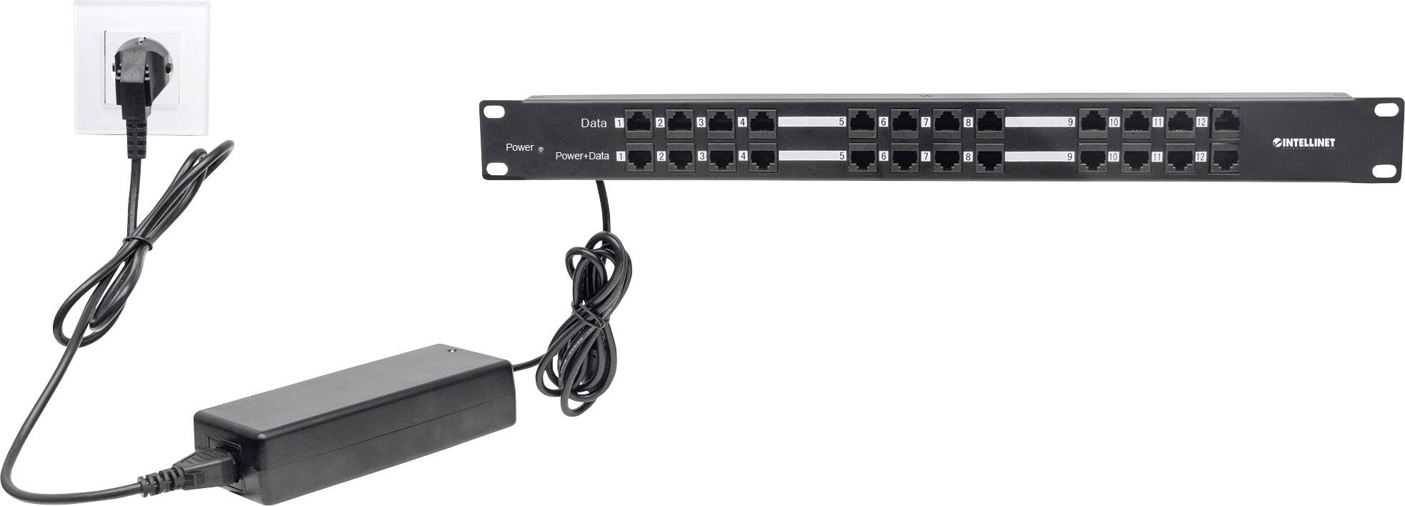 Intellinet 720342 12 Port Netzwerk-Patchpanel 483mm (19") CAT 5e 1 HE Bestückt